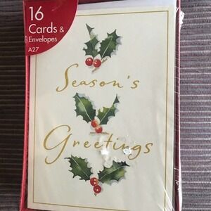 Box Christmas Cards 16 Cards/Envelopes Generic Message New In Box